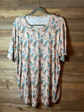 Two 2 Fly Co. "Super Fly CowGuy" Graphic Tee Nude and Aqua Women’s Size Large
